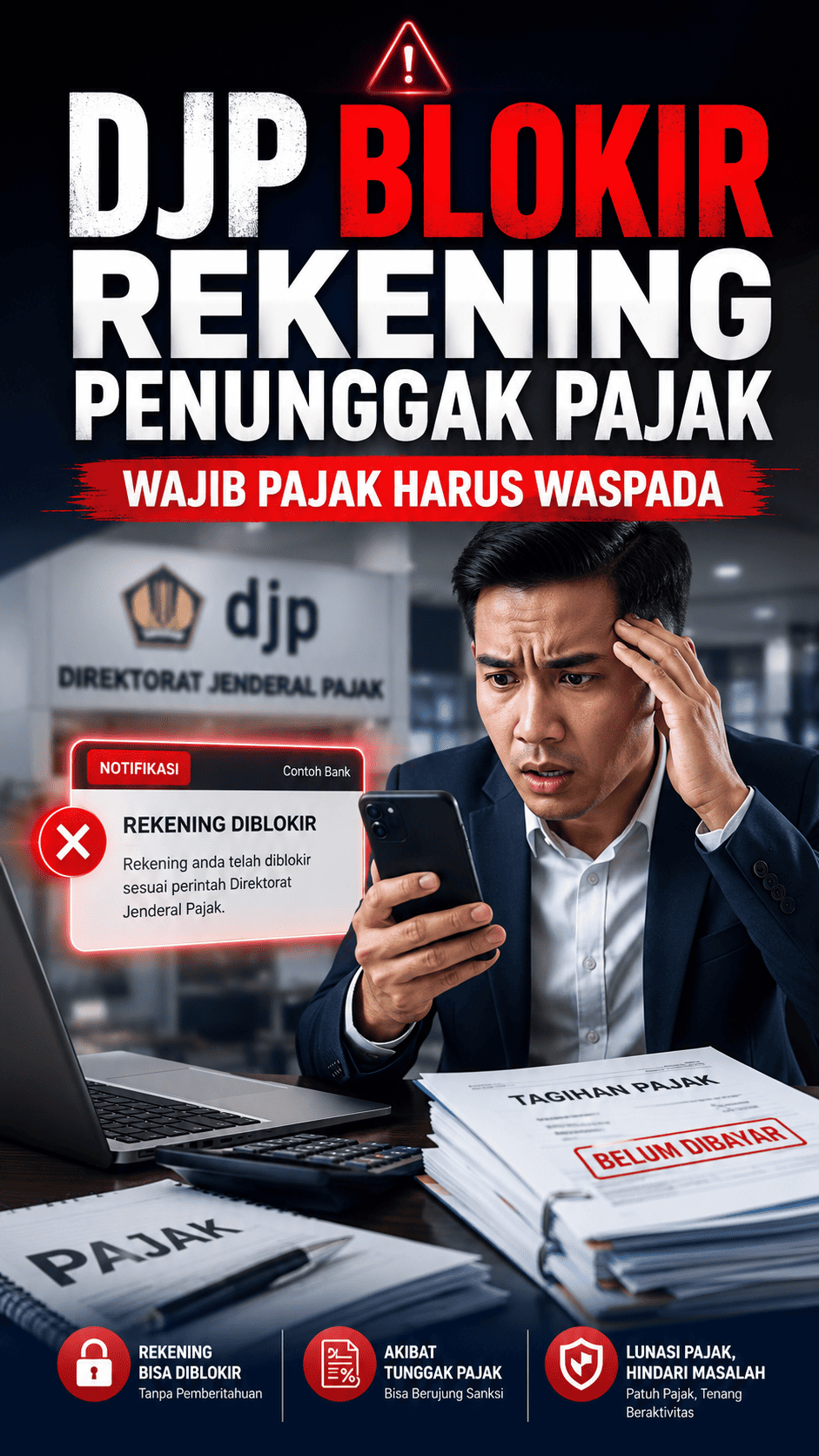 DJP memblokir rekening penunggak pajak di bank besar untuk meningkatkan kepatuhan wajib pajak di Indonesia